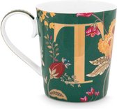 Pip studio mug alphabet - T - Floral Fantasy green - mug - 350ml - vert foncé - mug lettre T