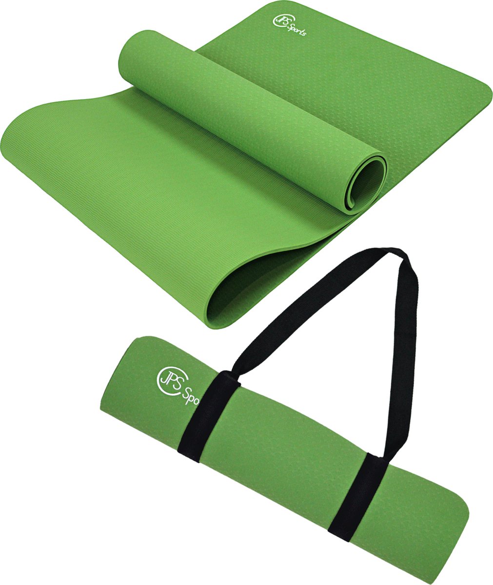 JPS Sports® Fitnessmat - Yoga Mat - Sport Mat - Met Draagriem - Anti Slip - 183 x 61 x 0.6 cm - Groen