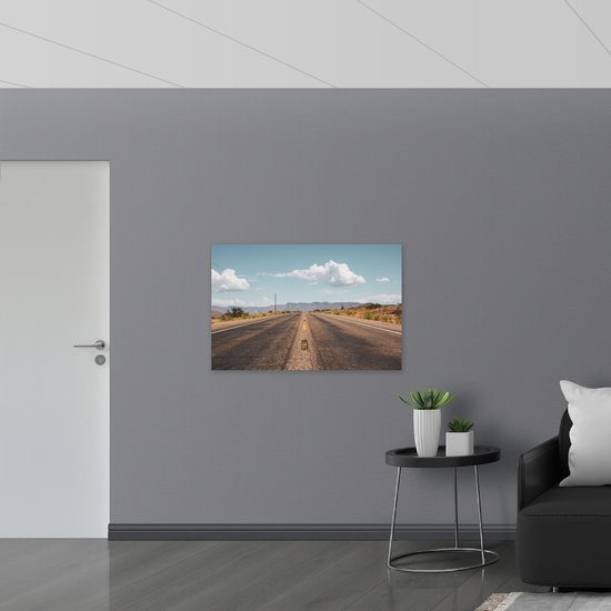 WallClassics - Bois - Route d' Amérique - 105 x 70 cm - Épaisseur 12 mm - Photo sur bois (avec système de suspension)