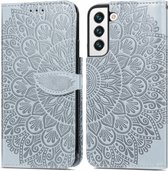 Coque de téléphone de Luxe pour Samsung Galaxy S22 Plus | Bookcase en cuir de haute qualité | Étui portefeuille en cuir | Apparence Luxe | Porte-cartes | Argent