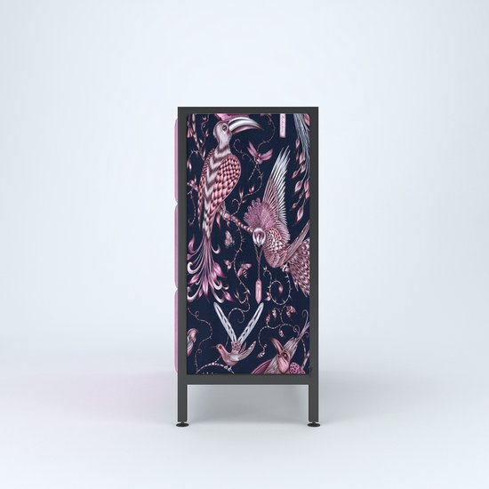 Meubles ArtFrame - Sunny Honey - Commode - Avec 3 tiroirs - Oranje/ Zwart/ Marron - Métal/ Glas/ Tissu