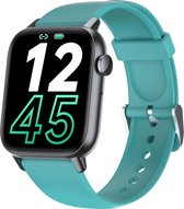SAMTECH Smartwatch - Heren & Dames – horloge – met HD Touchscreen - Stappenteller, Calorie Teller, Slaap meter – Geschikt voor iOS, Android en meer - Groen/Turquoise