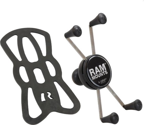 Zwarte RAM Mounts X-Grip houder met elastische banden.