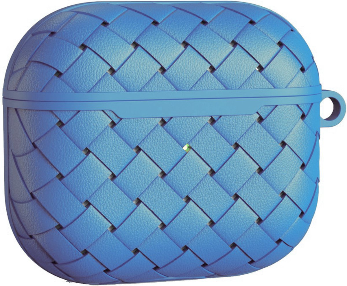 Peachy Woven Protection TPU hoesje met oogje voor AirPods 3 - blauw