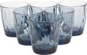 Ensemble de six verres à eau bleu foncé Bormioli Rocco Diamond au motif facetté.
