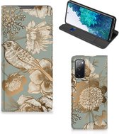 Smart Cover geschikt voor Samsung Galaxy S20 FE Vintage Bird Flowers