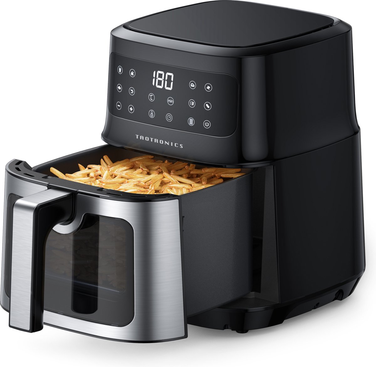 Chefman Heteluchtfriteuse, 5,7 liter, compacte heteluchtfriteuse, met Hi-Fry -technologie, kijkvenster, touch-controls, anti-aanbaklaag en vaatwasmachinebestendig, zwart Chefman Heteluchtfriteuse, 5,7 liter, compacte heteluchtfriteuse, met Hi-Fry -technologie, kijkvenster, touch-controls, anti-aanbaklaag en vaatwasmachinebestendig, zwart