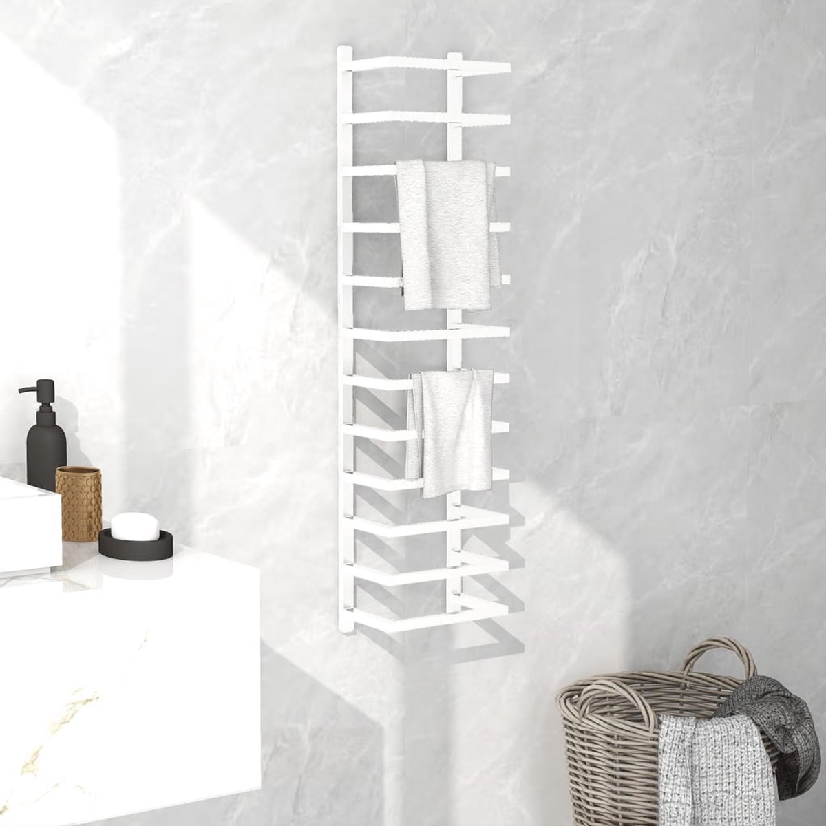 Prolenta Premium - Handdoekenrek 24x12x96 cm staal wit