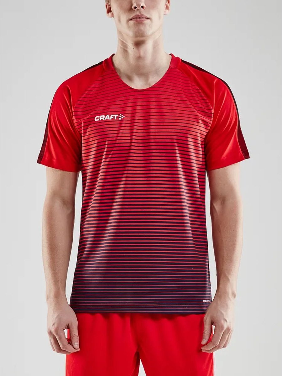 Craft Pro Control Stripe Shirt Korte Mouw Dames - Rood / Marine | Maat: L