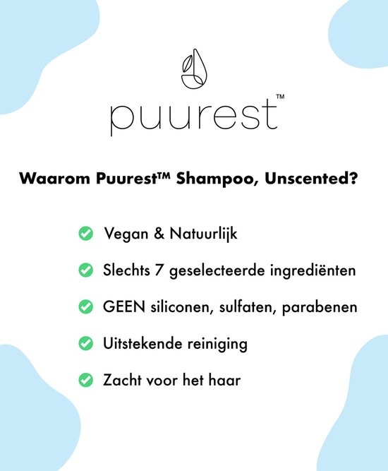 Puurest™ Sulfaatvrije Shampoo, Unscented, slechts 7 ingrediënten