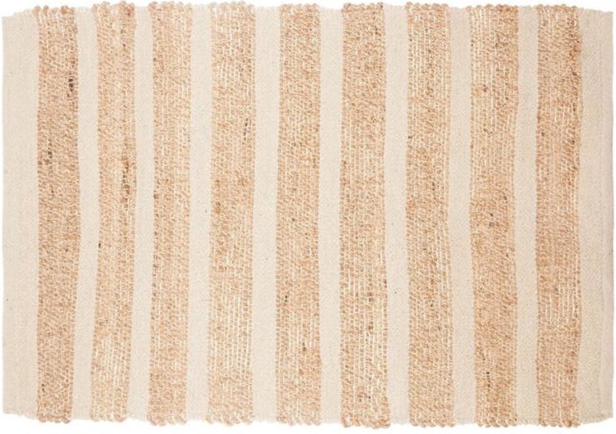 Rechthoekige etnische jutemat met krassen 60x90 cm - Overig - Wit - SILUMEN