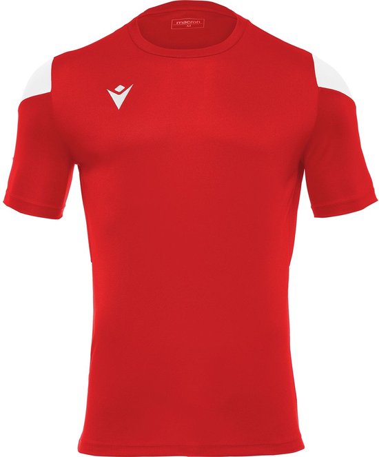 Macron Polis Shirt Korte Mouw Kinderen - Rood / Wit | Maat: 11-12 Y