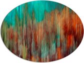 WallClassics - Dibond Ovaal - Blauw/Oranje Verfvegen - 96x72 cm Foto op Ovaal (Met Ophangsysteem)