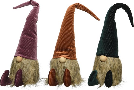 Logbuch-Verlag 3 kleine kabouters kerstman-figuren 8 cm zwart wit goud als mini geschenk kabouter dwerg
