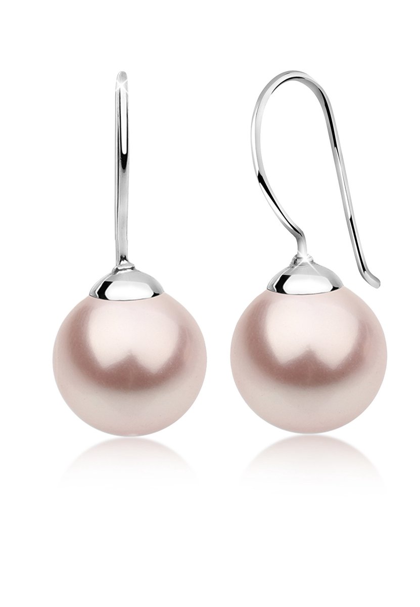 Nenalina - Oorbellen - Dames Oorbellen in 925 Sterling Zilver gerhodineerd met 12mm parels - Dames