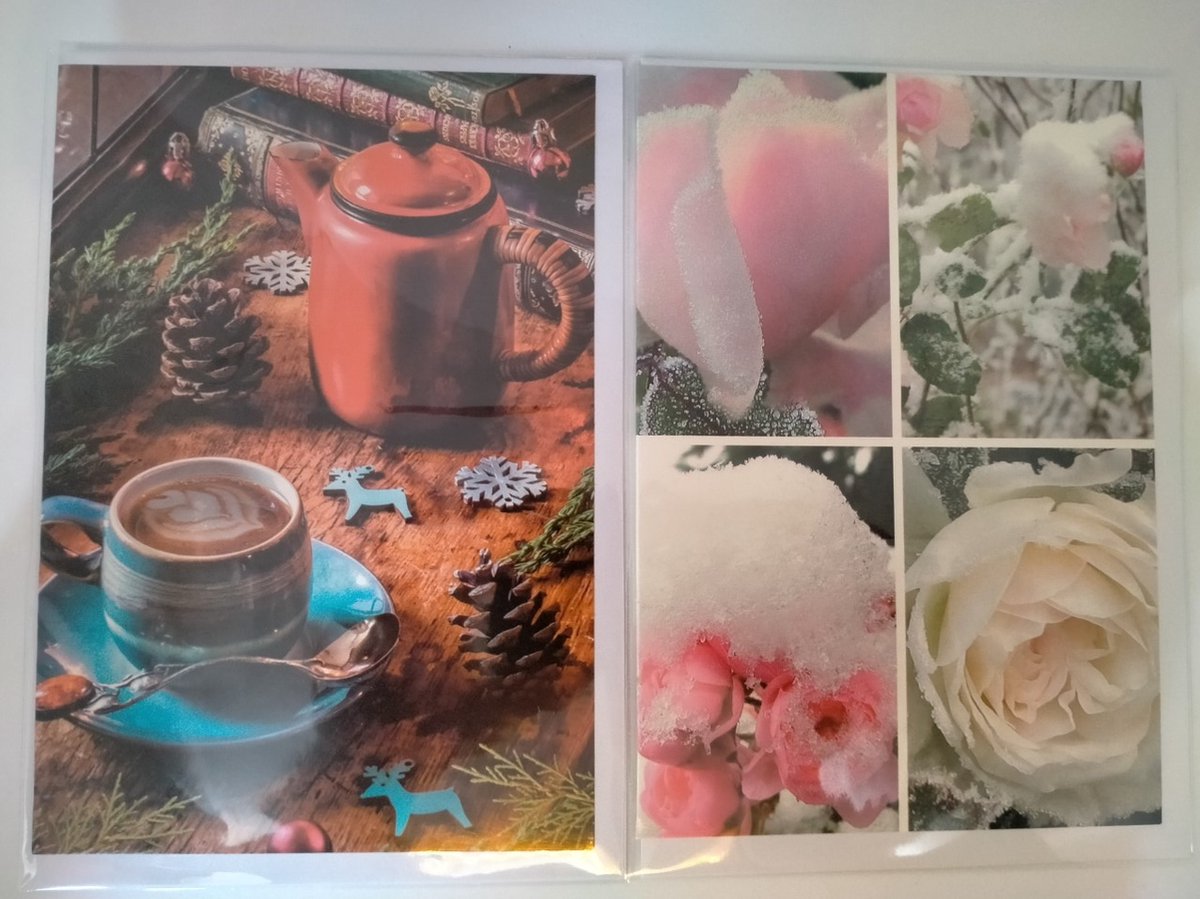 10 Luxe Dubbele Kerstkaarten set met envelop Blanco kerstkaarten