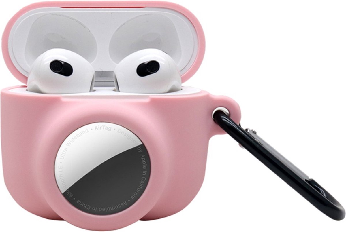 2 in 1 AirPods 3 en Airtag Case - Beschermhoes - AirPods 3 Cover - AirPods 3 AirTag Hoesje - Geschikt voor Apple Airpods 3 - roze