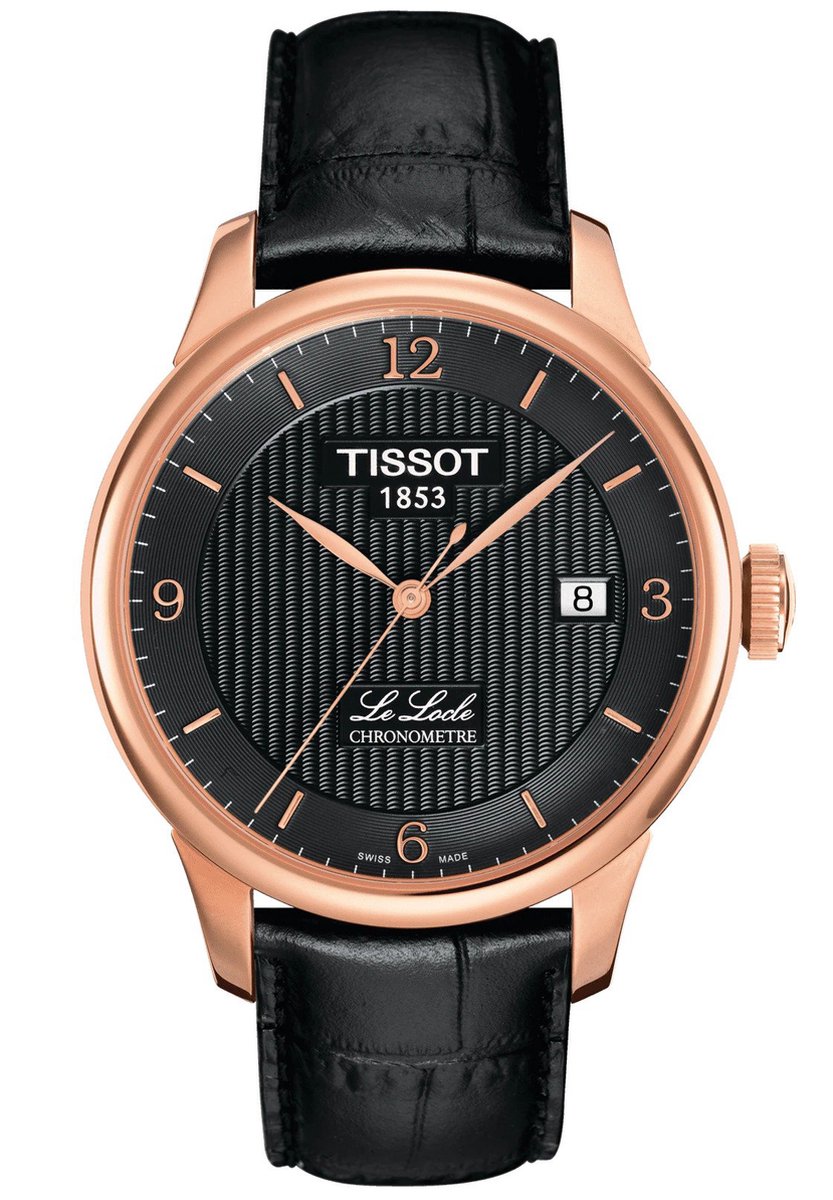 Tissot Le Locle T0064083605700 Horloge - Leer - Zwart - Ø 39 mm