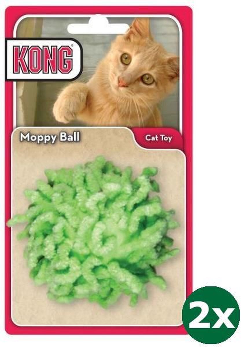 Kong kat moppy ball assorti 2x 6,5x6,5x5 cm
