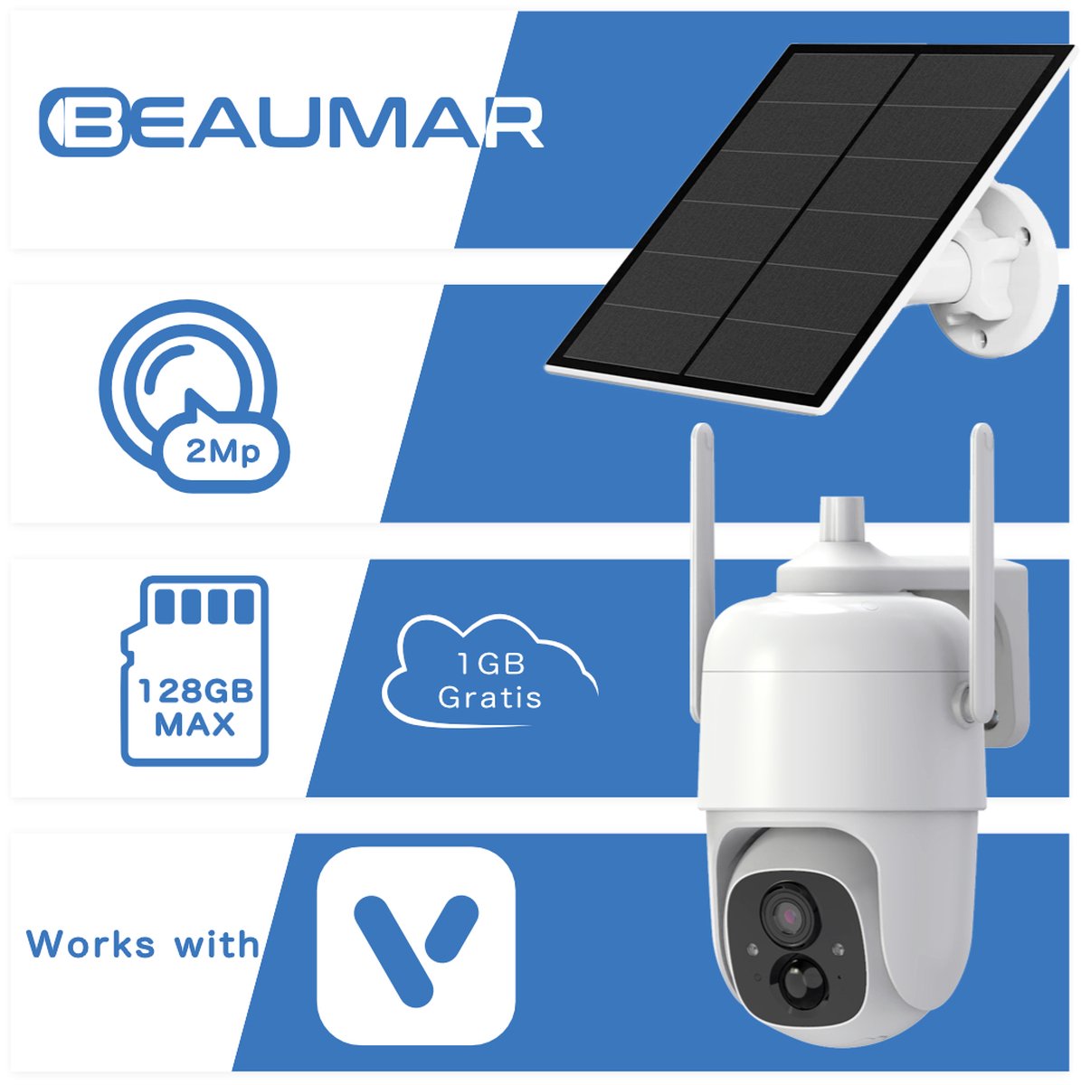Vicohome CQ1 - Buiten Camera - Zonnepaneel - Accu camera - Gratis Cloud - Uniek - wifi camera - beveiligingscamera - 3 jaar garantie - eufy