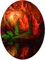 WallClassics - Dibond Ovaal - Roze Lichtgevende Grot - 72x96 cm Foto op Ovaal (Met Ophangsysteem)