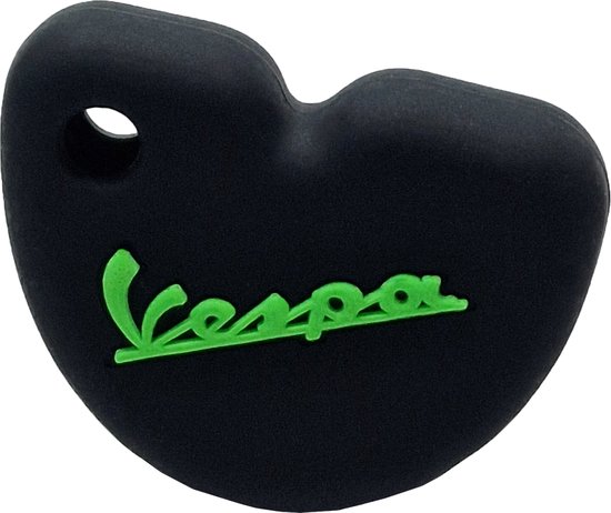 Vespa Siliconen Sleutelhoesje - Zwart met Groene letters - Zwart met Groen