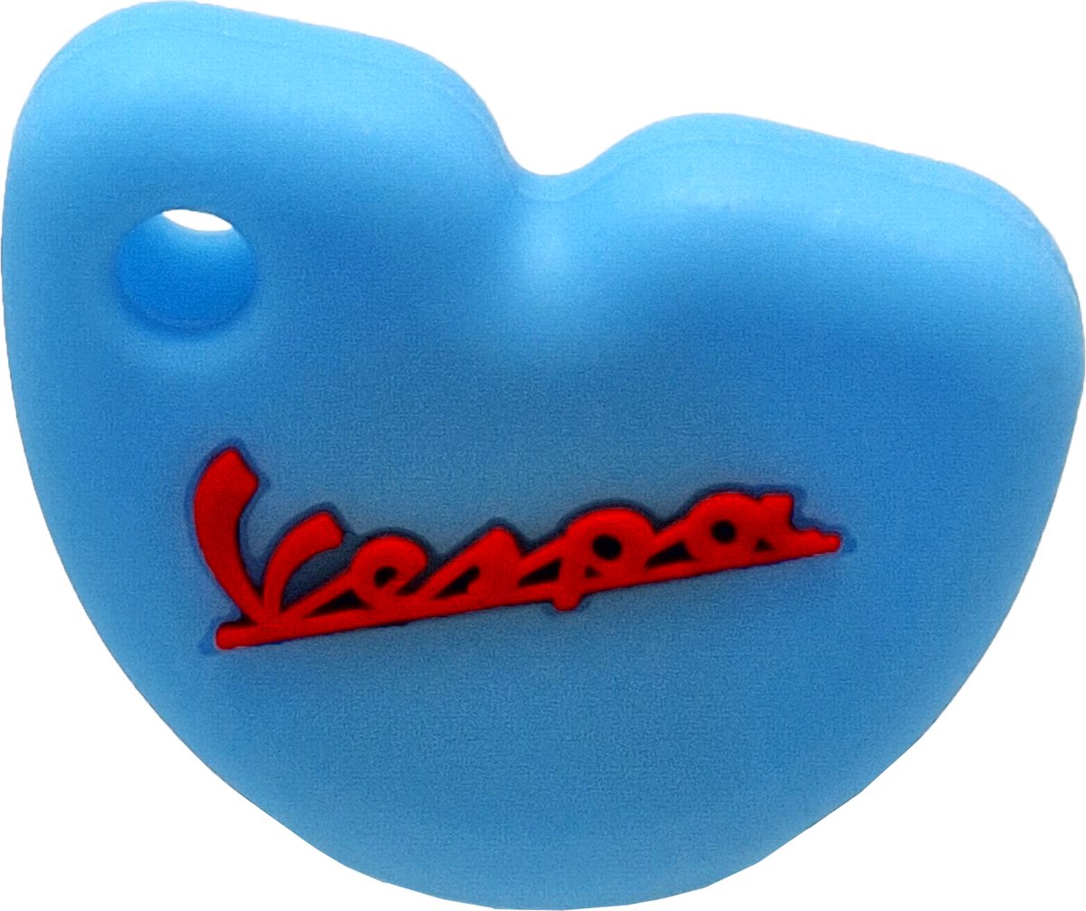 Vespa Siliconen Sleutelhoesje - Licht Blauw met Rode letters - Licht Blauw met Rood