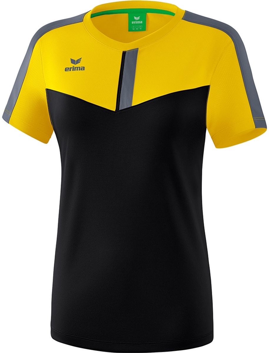 Erima Squad T-Shirt Dames - Geel / Zwart / Slate Grey | Maat: 36