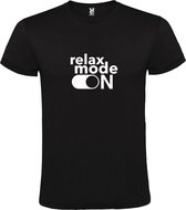 Zwart T-Shirt met “ Relax Mode On “ afbeelding Wit Size XXXXXL