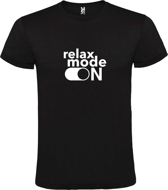 Zwart T-Shirt met “ Relax Mode On “ afbeelding Wit Size XXXXL