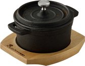Oneiro’s Luxe Mini Stoofpan - met Serveerplank - Gietijzer – koken – tafelen – keuken –overige pannen – inductie – gas – potten – pannen