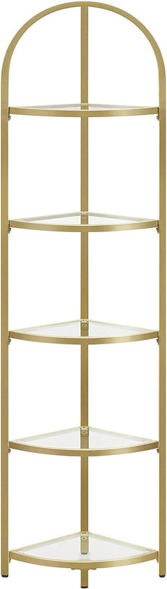 Hoekkast - Gouden Rek - Glazen Planken - Voor Woon- en Badkamer
