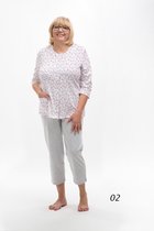 Pyjama femme Martel Maria - blanc/gris/rouge - 100 % coton XL