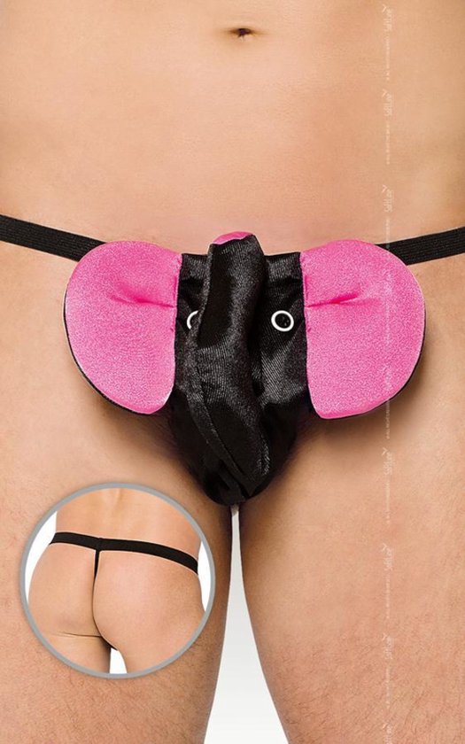 Softline Collection - Grappig olifanten string voor heren- zwart/roze S t/m L