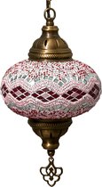 Lampe suspendue - Lampe mosaïque - Lampe orientale - Lampe turque - Lampe marocaine - Ø 19 cm - Handgemaakt - Authentique - Rose