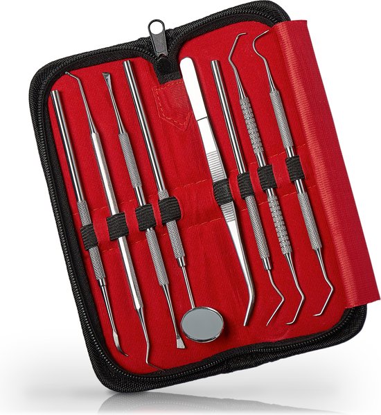 Sunglow 8st dental care set Dental set met tandspiegel, tandenpincet