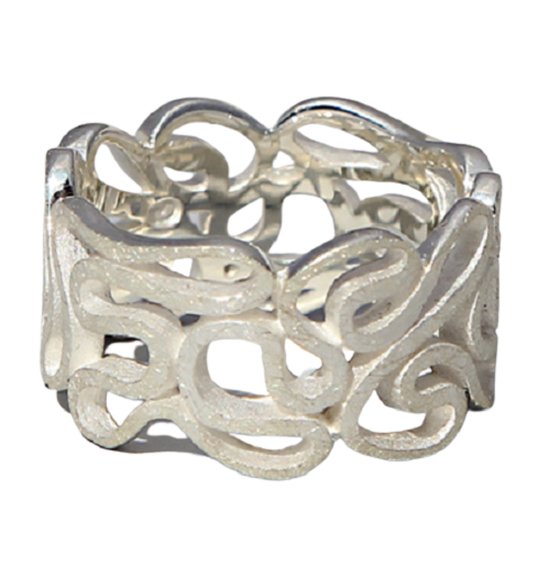Schitterende Zilveren Brede Ring Lint 17.25 mm. (maat 54) model 9 Carmen | Damesring | Jonline