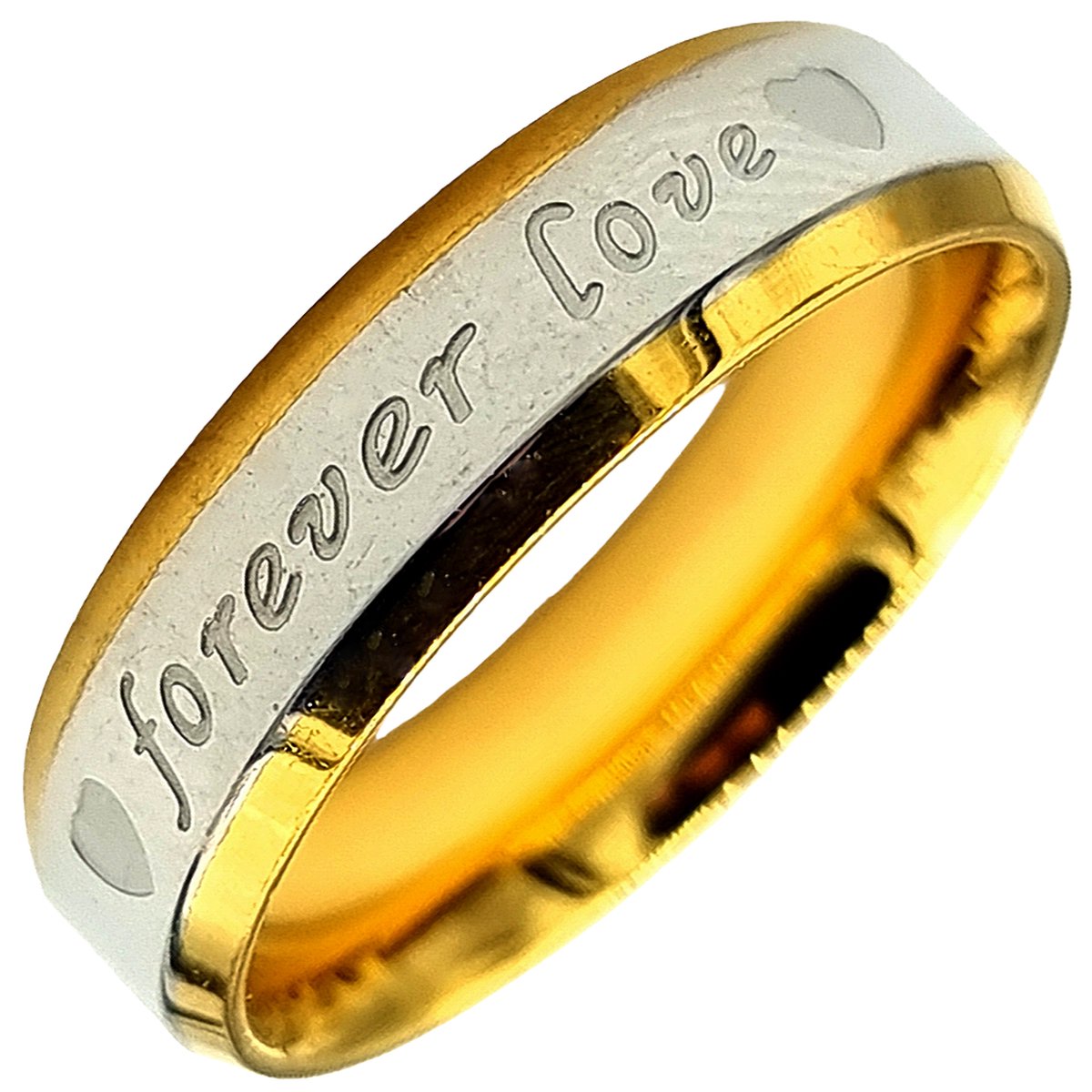 Rhylane – Stalen Ring Voor Man – Geschikt Voor Verloving Of Vriendschap – Staal In Kleur Zilver En Goud – 20 mm / Maat 63