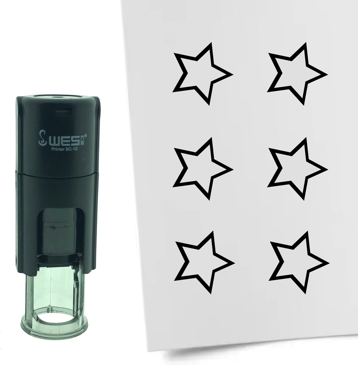 CombiCraft Stempel Open Sterretje 10mm rond - zwarte inkt