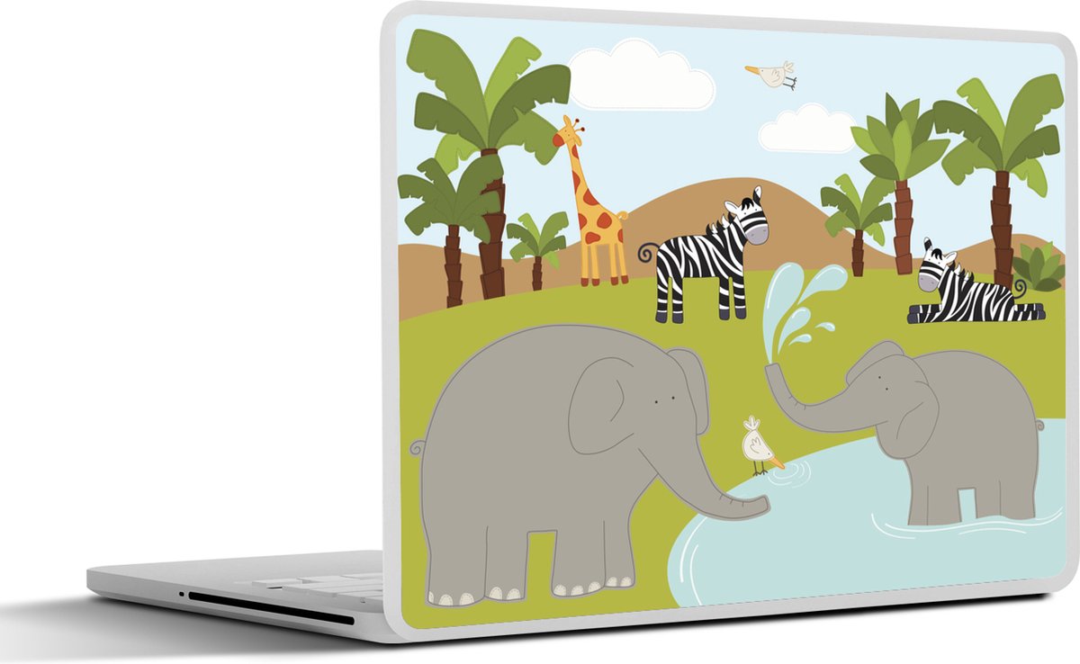 Laptop sticker - 17.3 inch - Minimalisme - Dieren - Jungle - Jongens - Meisjes - Baby - Kids - 40x30cm - Laptopstickers - Laptop skin - Cover