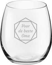 Gegraveerde Drinkglas 39cl voor de beste Oma in hexagon