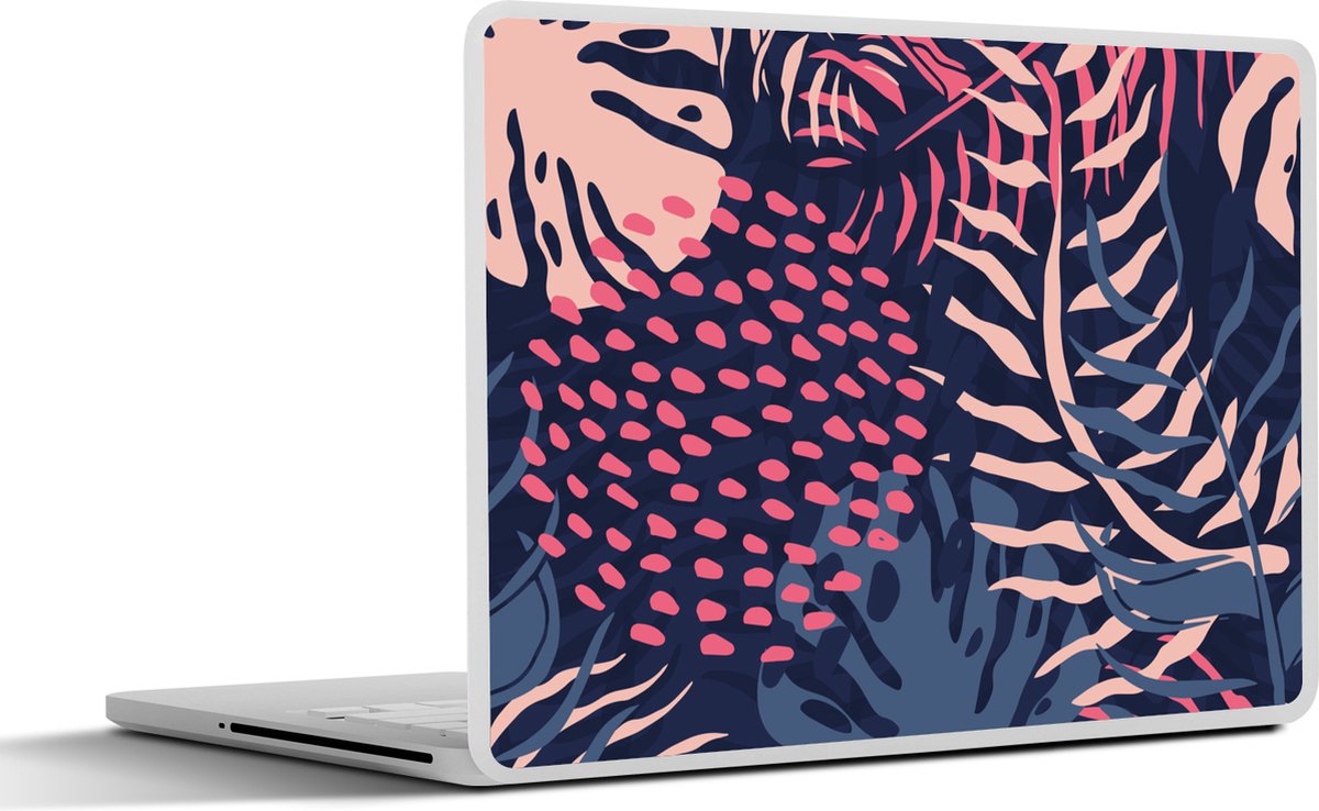 Laptop sticker - 13.3 inch - Bladeren - Tropisch - Patroon - Meisjes - Kinderen - Roze - Meid - 31x22,5cm - Laptopstickers - Laptop skin - Cover