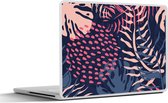 Laptop sticker - 13.3 inch - Bladeren - Tropisch - Patroon - Meisjes - Kinderen - Roze - Meid - 31x22,5cm - Laptopstickers - Laptop skin - Cover