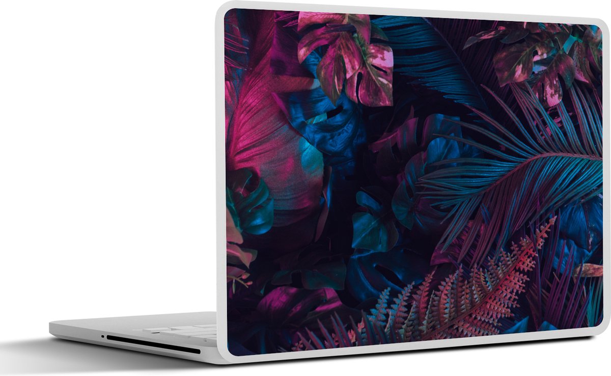 Laptop sticker - 13.3 inch - Jungle - Bladeren - Blauw - Roze - Jongetjes - Meisjes - Kind - 31x22,5cm - Laptopstickers - Laptop skin - Cover
