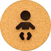 Wc bordje – Baby Verschoonplaats – Rond – Kurk – 10 x 10 cm - Toilet bordje – Deurbord – Zelfklevend