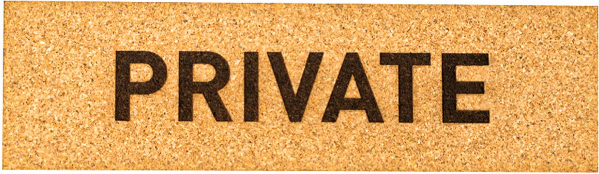 Deurbordje - PRIVATE - Rechthoek - Kurk - 45 x 155 mm - Prive - Geen toegang - Deurbord - Zelfklevend