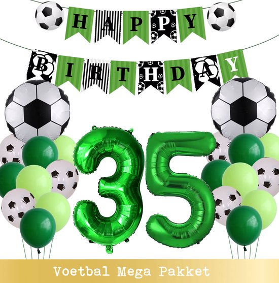Voetbal Ballonnen - Cijfer Ballon 35 Jaar - Snoes - Megapakket - set van 24 Sport Voetbalfan Voetbal Jongen/Meisje - Sportieve - Voetbal Vrouwen Mannen - Kinderfeestje - Verjaardag - Helium Ballon nummer 35