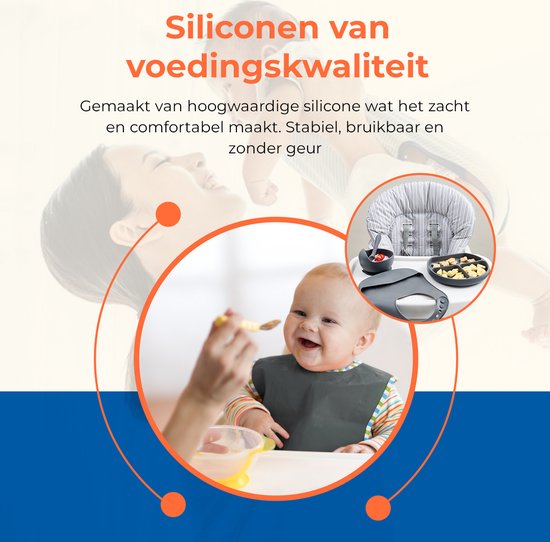 Nevi kunststof Placemats - Kinderbestek Kinderservies Baby bestek Baby servies - Antislip Kinderbord Placemat kinderen - Set van 4 Grijs van Nevi — afbeelding 4
