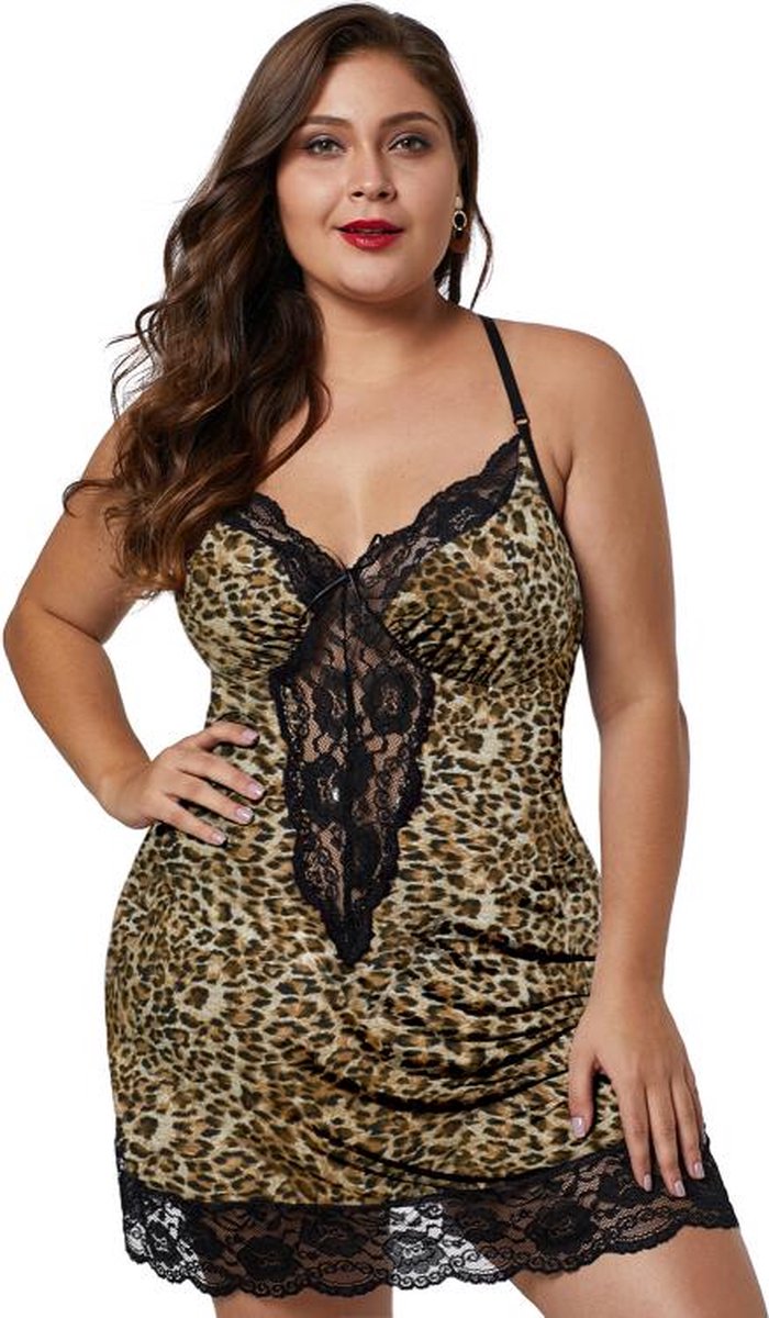 Babydoll Lingerie - Luipaard Kant - Beinte - Maat XXXXL/4XL