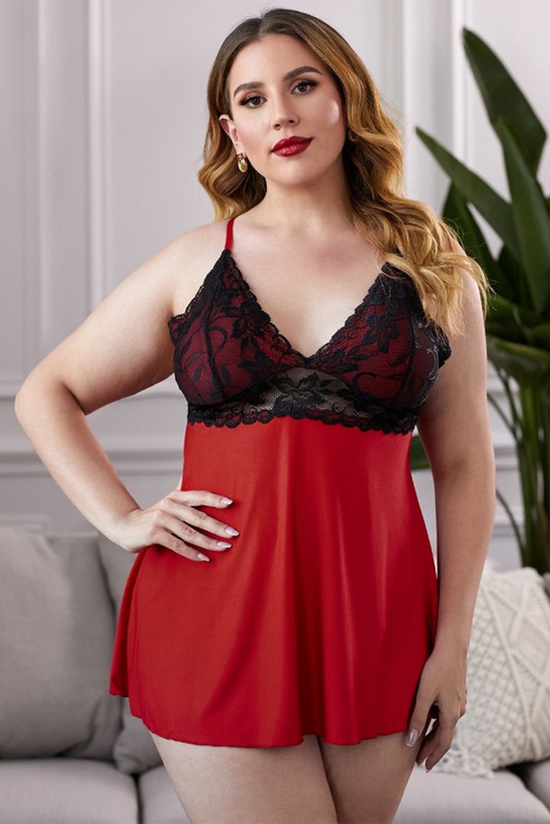 Goedkoopste Babydoll Lingerie - Rood Kant - Berjouhi - Maat XXXL/3XL